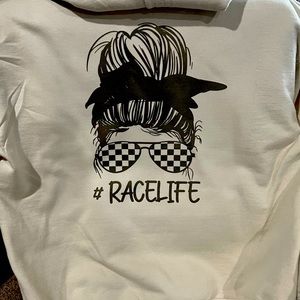 #Racelife tan MAMA hoodie for those cool nights at the track!